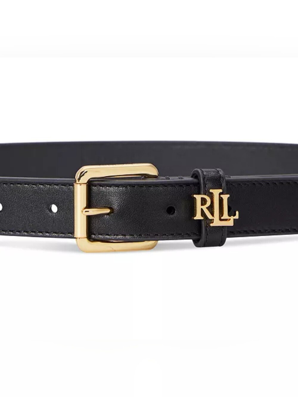 NWT Women's Lauren Ralph Lauren Logo-Keeper Leather Skinny Belt Size XL